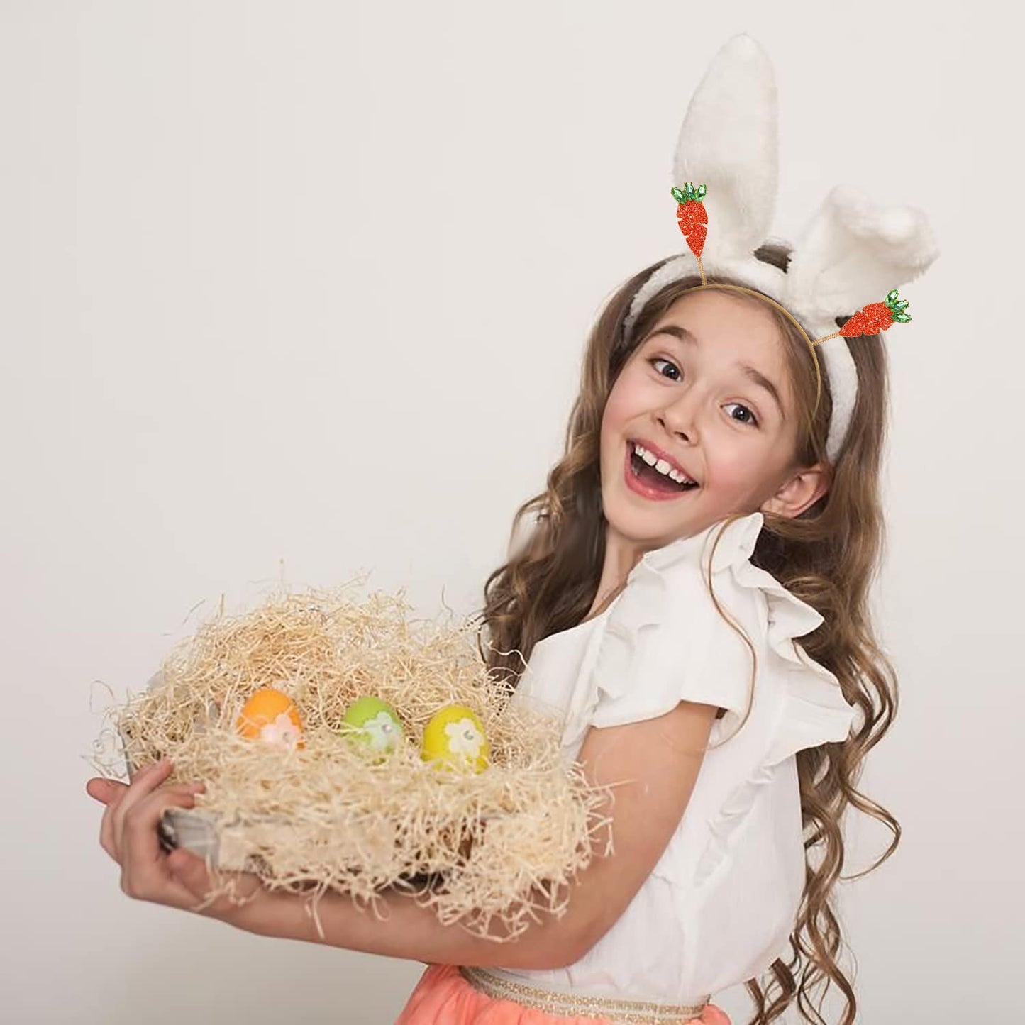 UYT Easter Headbands Rhinestone Carrot Boppers Headband for Women Kids Bunny Food Radish Hair Hoop Easter Costume Party Hair Accessories