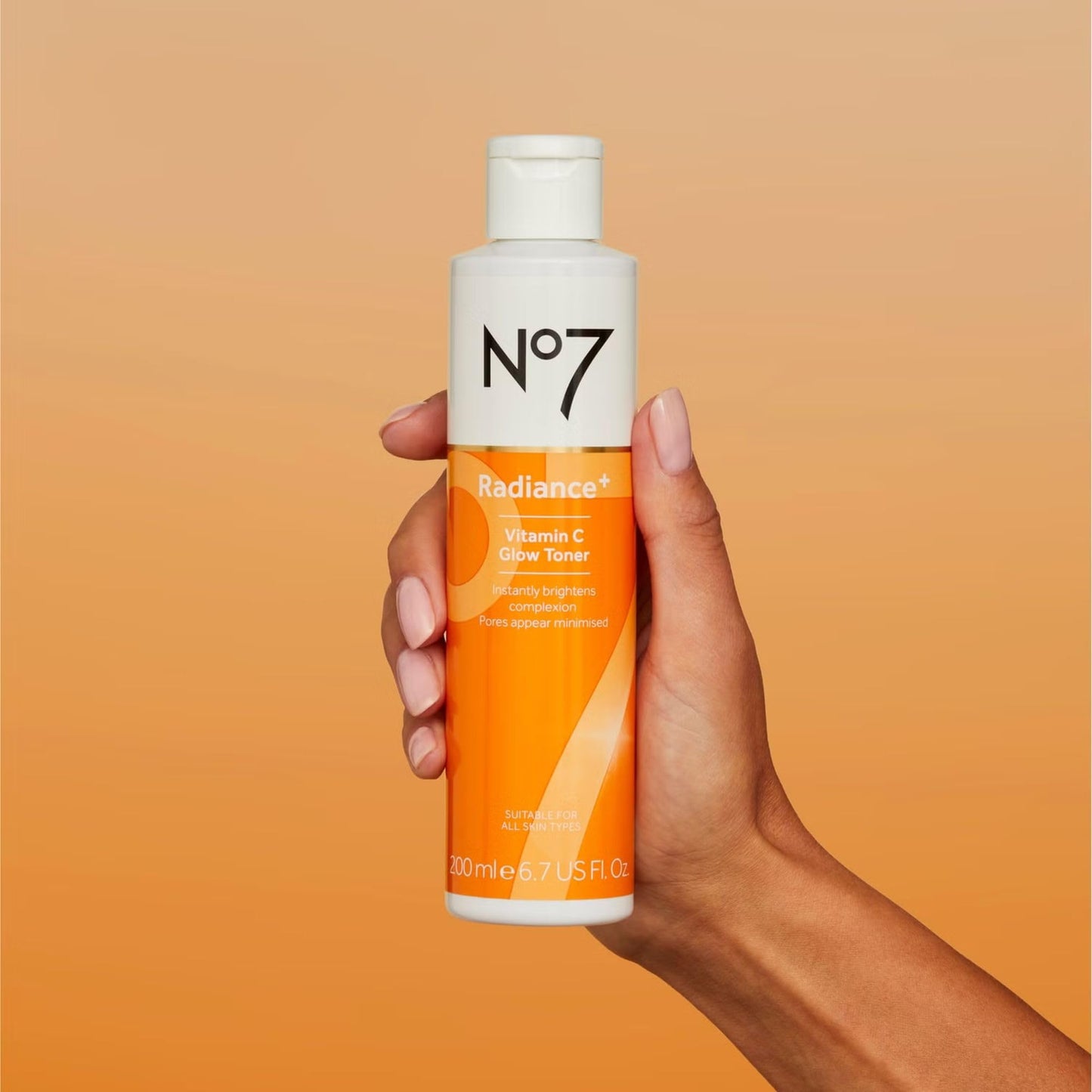 No7 Radiance+ Vitamin C Glow Toner - 2% Vitamin C Complex Toner with Willow Bark & Aloe Vera - AHA Face Exfoliant Improves Skin Texture - Water Based Face Toner (6.7 fl oz)