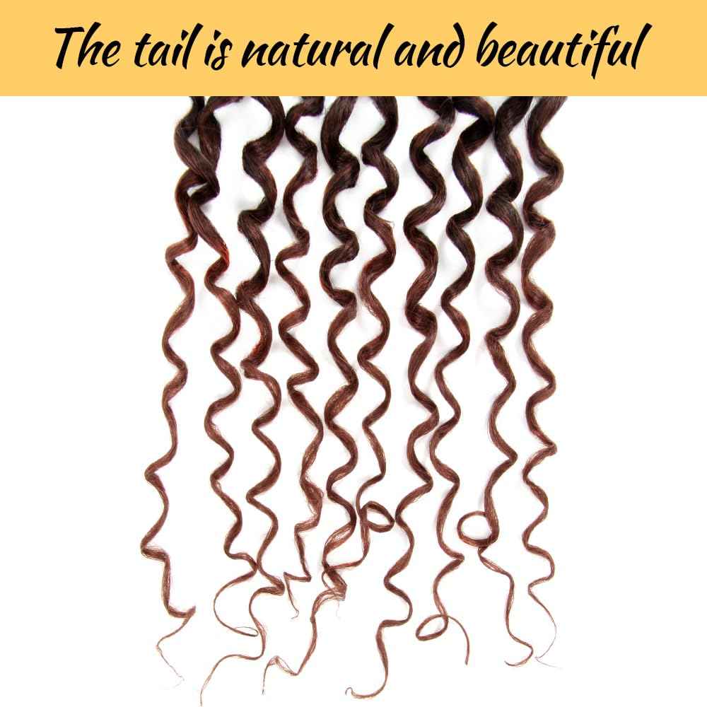 SECPOCPONY Long Boho Curl Box Braids Crochet Hair 24 Inch 8 Packs Pre looped French Curl Braiding Hair for Black Women Crochet Goddess Box Braid with Curly Ends (T30)