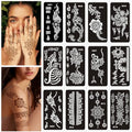 Henna Tattoo Stencils Kit - 12 Sheets for Hands, Kids & Adults