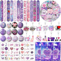 ANONDF 240Pcs Kpop Party Favors: Tattoos, Stickers, Slap Bracelets, Badges, Keychains & Pins (Colorful)