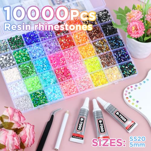 Zefy 40-Color Bedazzling Kit: 10000 Pcs 5mm Flatback Rhinestones