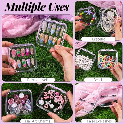 Teenitor Press On Nail Storage Box Set - 15 Acrylic Cases & Holographic Bags