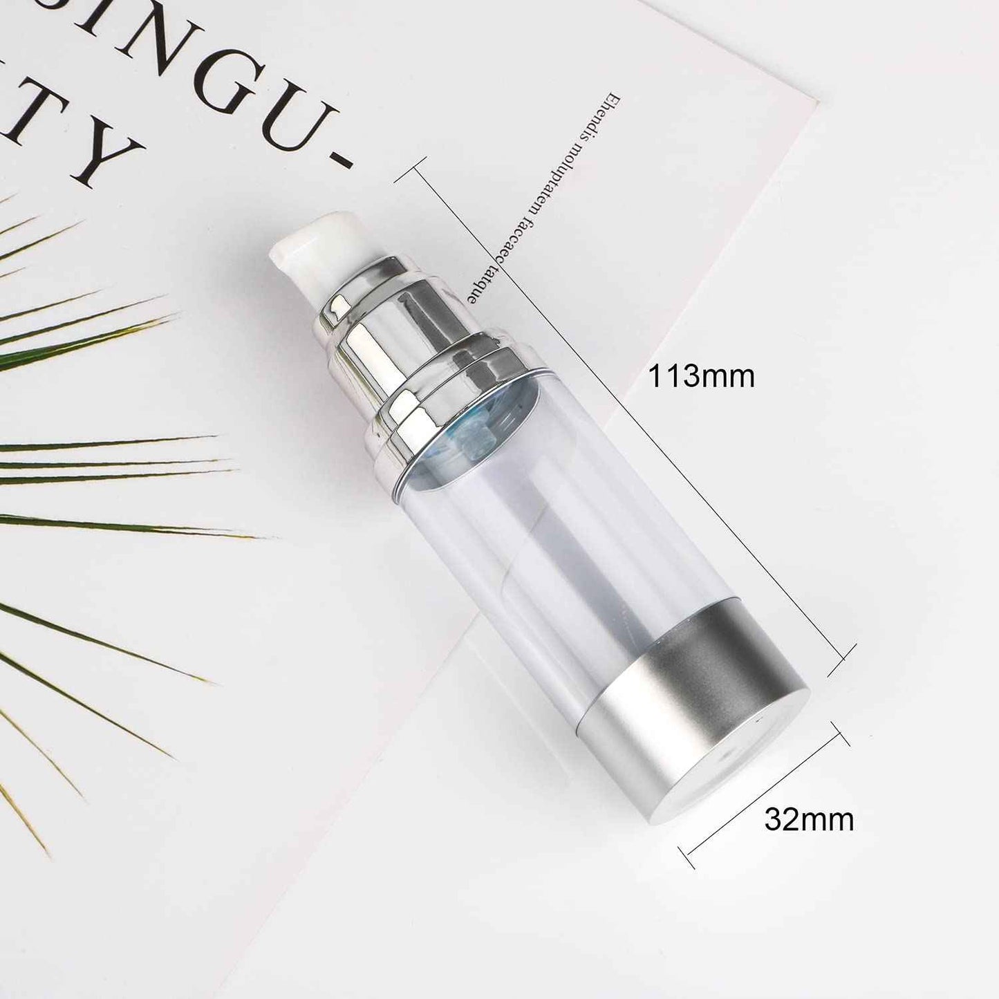 Furnido Airless Pump Bottles,Empty Refillable Acrylic Makeup Containers with Matte Silver Pump,Travel Lotion Dispenser for Shampoo/Cream/Foundation-TSA Approved Travel Size (1 Oz/30ML)