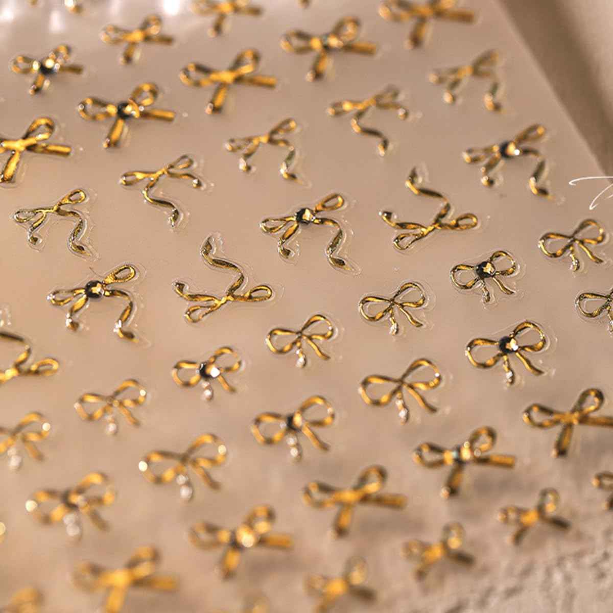 5D Embossed Bow Nail Art Stickers Gold Bow Knot Nails Stickers Self Adhesive Nail Decals Rhinestone Design Manicure for Women Nail Art Decorations