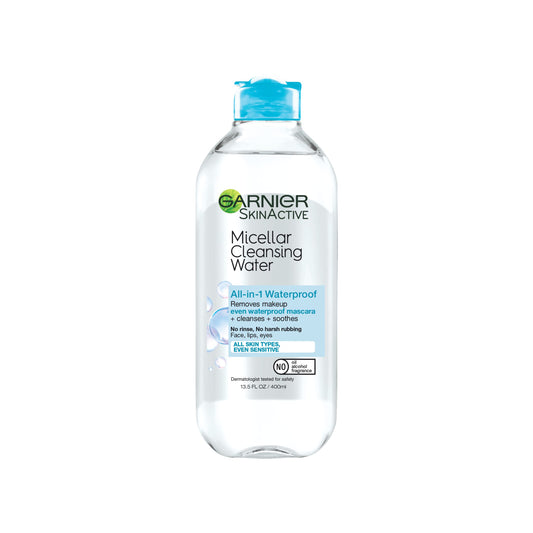 Garnier SkinActive Acqua micellare per trucco waterproof, detergente viso e struccante, 400 ml (13,5 Fl Oz), 1 confezione (la confezione può variare)