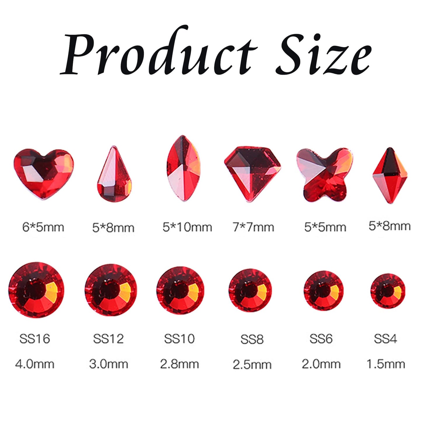 FULZTEY 810Pcs Red Crystal Rhinestones for Nail Crystal Gems Stones Diamond for Crafts Multi Shape Size Bling Red Flatback Nail Art Rhinestones Nail Jewels Decoration DIY Crafts Clothes Shoes