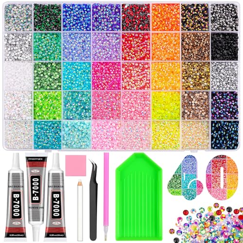 40 Colors Bedazzling Kit with 40000 Rhinestones, B7000 Glue & Tools