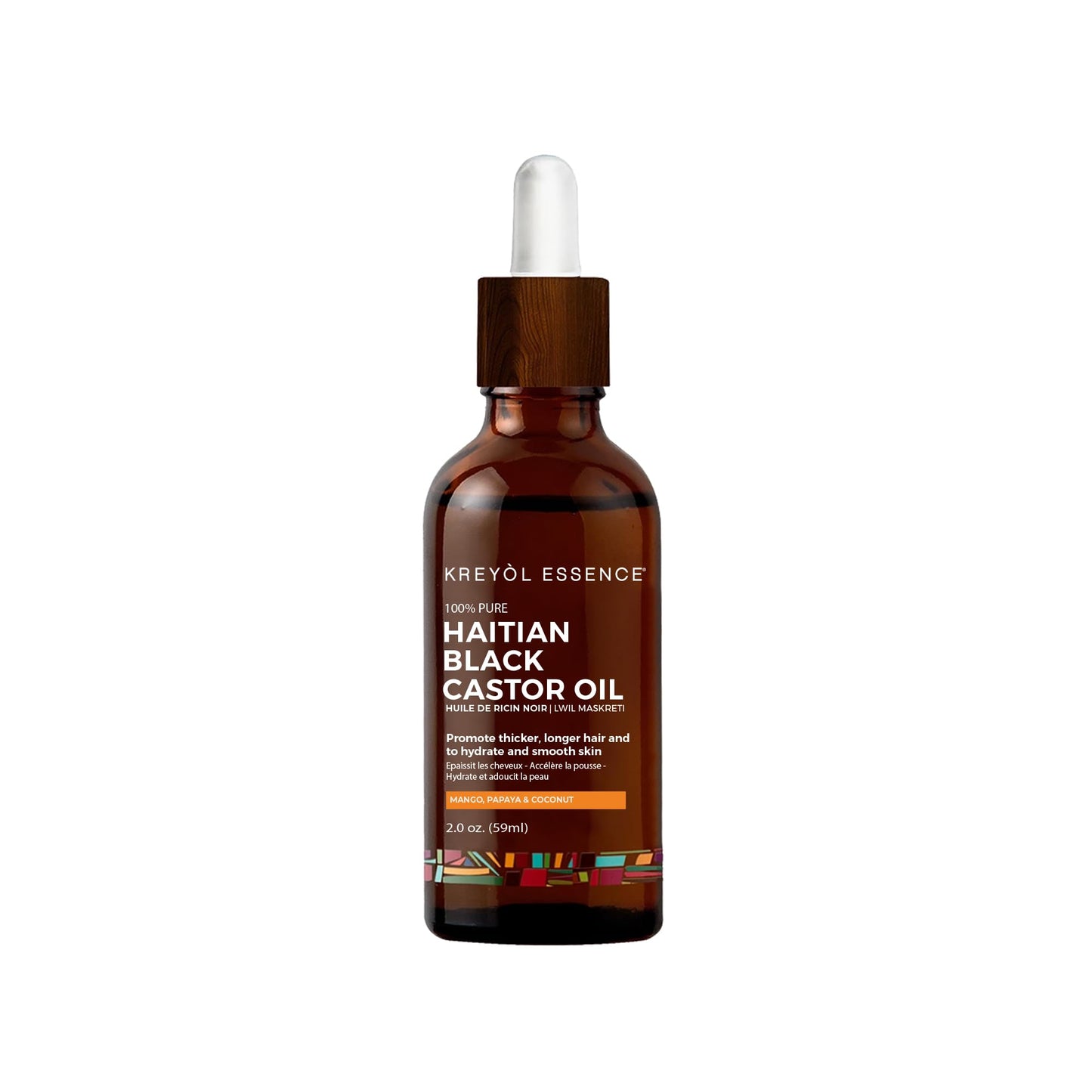 Kreyol Essence - 3.4 Oz Mango Papaya & Coconut Haitian Black Castor Oil - Omega Fatty Acids (3,6,9), Skin, Hair and Body, Hair Growth