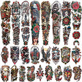55 Sheets Temporary Tattoos,8 Sheets Full Arm Waterproof Flower Owl Snake Fake Halloween Tattoo Stickers for Adults Women Men,17 Sheets Half Arm 30 Sheets Small Tattoos Realistic for Kids Girls Boys