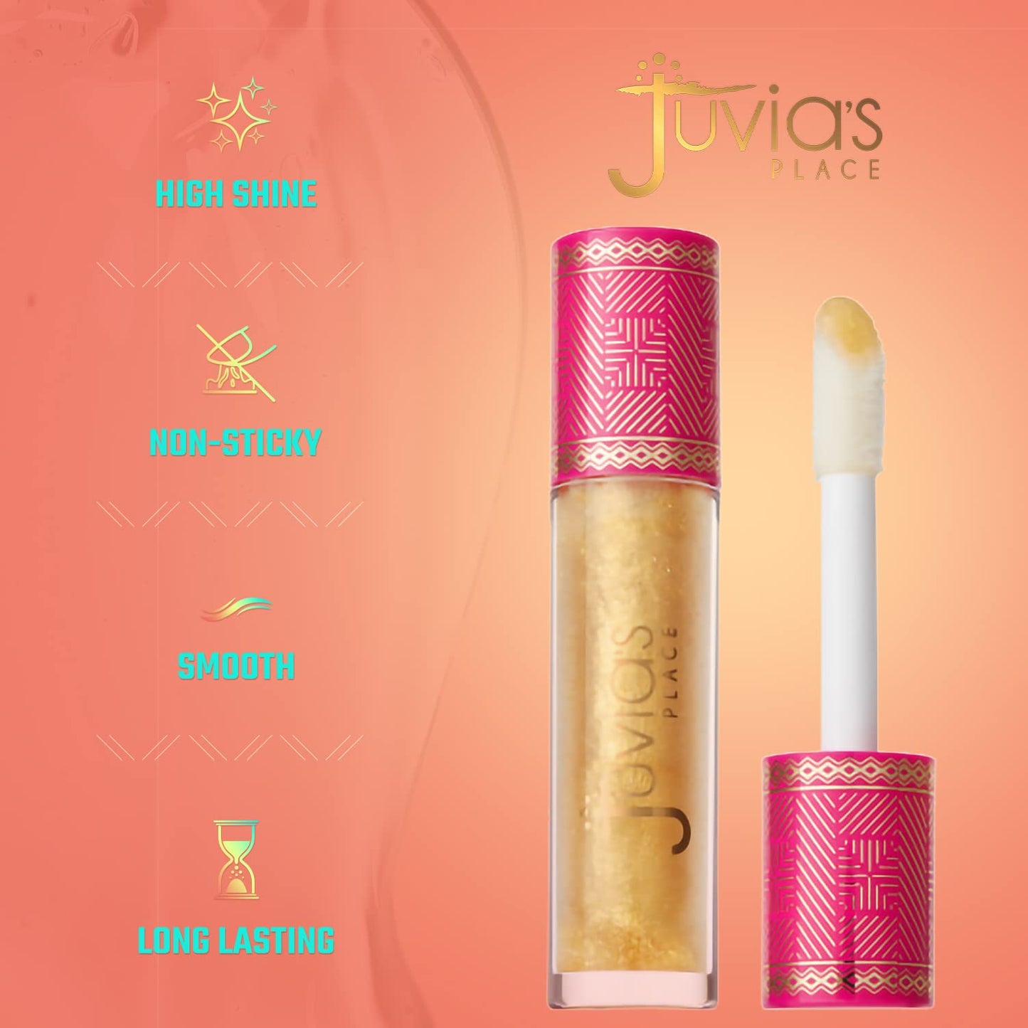 Juvia's Place Lip Gloss Glass It's Electric - Gold Shimmer,16 oz, Clear, Plump, Long Lasting Non-Sticky Luscious High Shine,Glides on Richly Glossy and Smooth