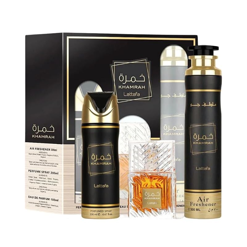 Lattafa Khamrah Unisex 3-Piece Fragrance Gift Set