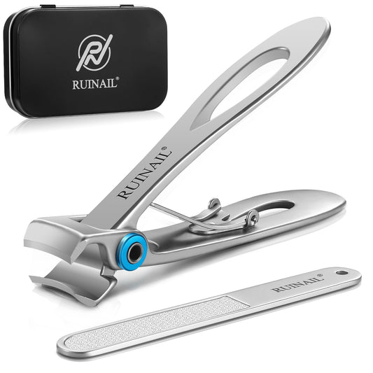 Nail Clippers for Thick Toenails 17mm Extra Wide Jaw Opening Nail Clippers Large Toenail Fingernail Nail Clipper Nail Cutter with File Tin Boxed for Men Women Seniors (Silver)