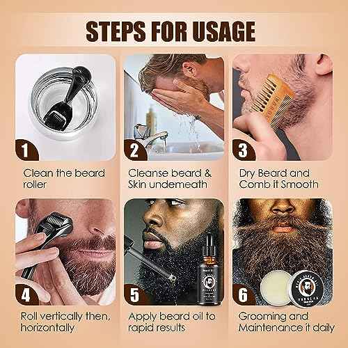 Beard Growth and Grooming Kit - Growth Oil (2Oz), Balm, Comb, E-book, Storage Bag, Mustache Mens Gift Set for Him