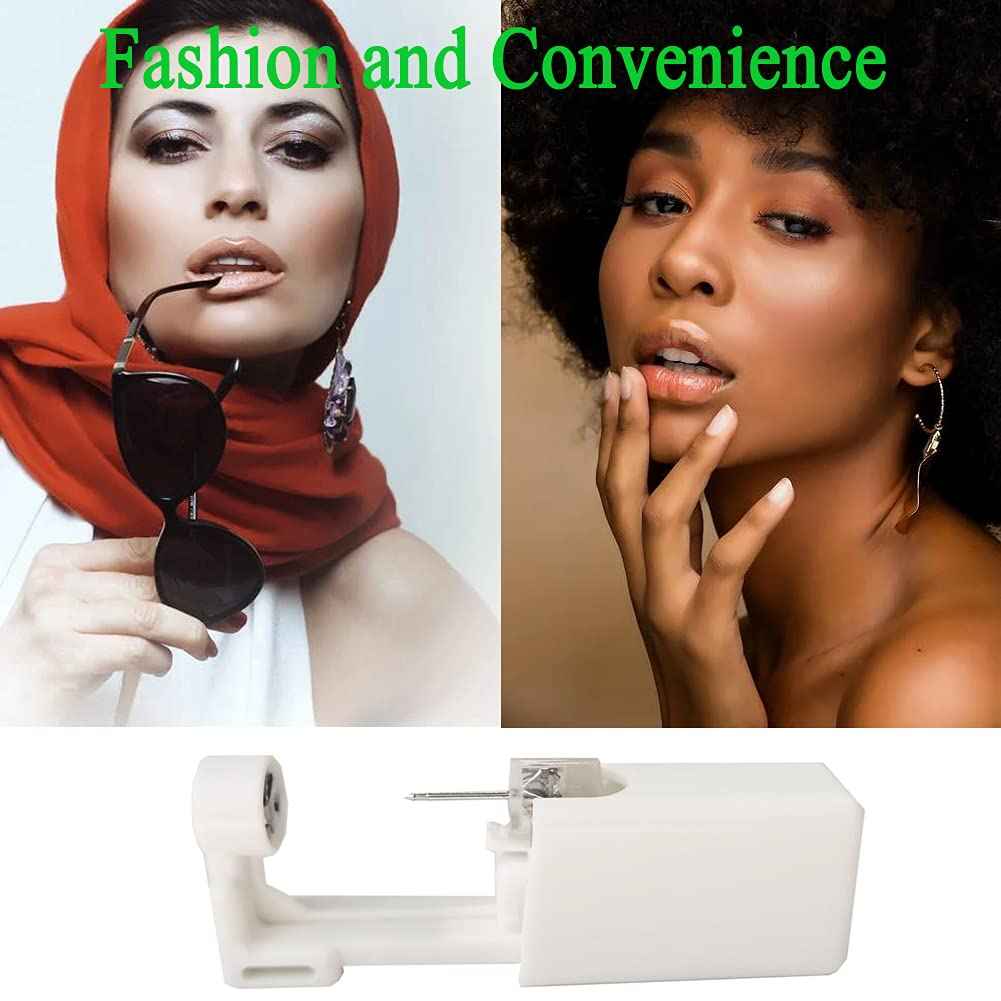 Ear Piercing Gun, 2PCS Self Ear Piercing Kit Ear Studs Kit Disposable Safe Hypoallergenic Stainless Steel Ear Gun Piercing Kit Tools 4mm，Gifts for Friends…
