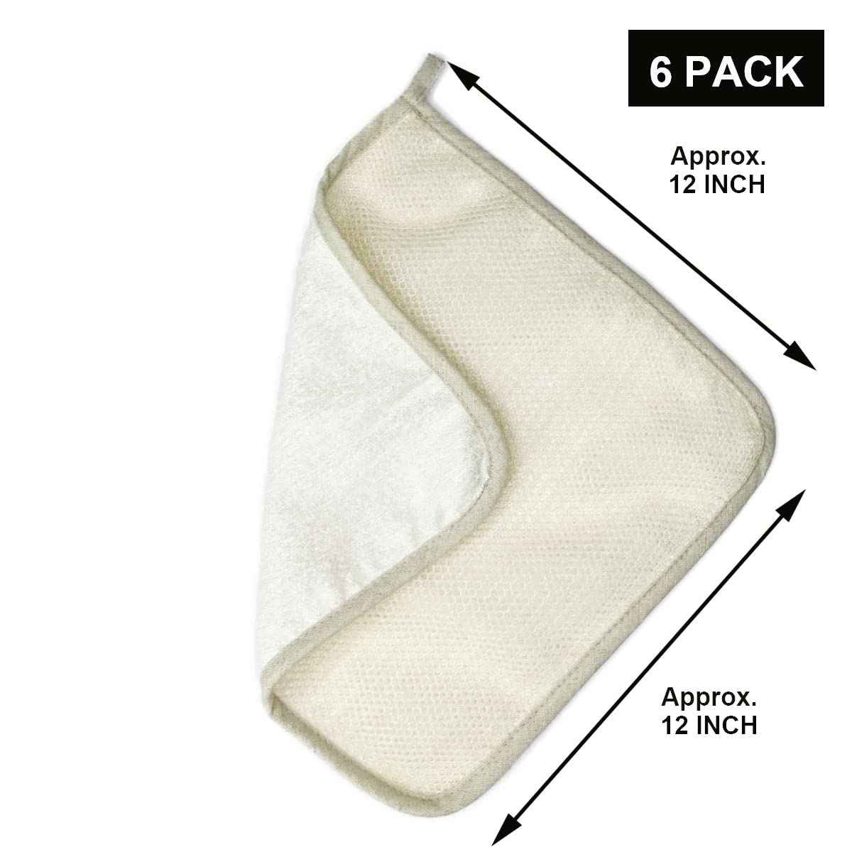 PPHAO BASIC - Large XL Soft Weave Cotton Washcloths - Exfoliating Scrubbers for Face & Body - 6 Pack