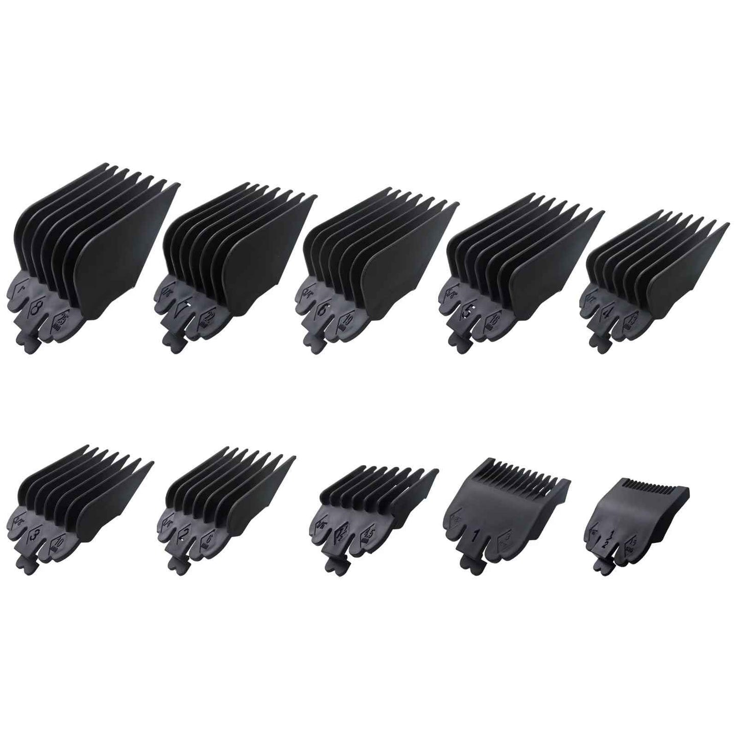 WELURE 10Pcs Clipper Guards Set Replacement for Limural K11S/ Novah HCL-001/ Surker K7S/K9C/K9S - 1/16" to 1" - Black