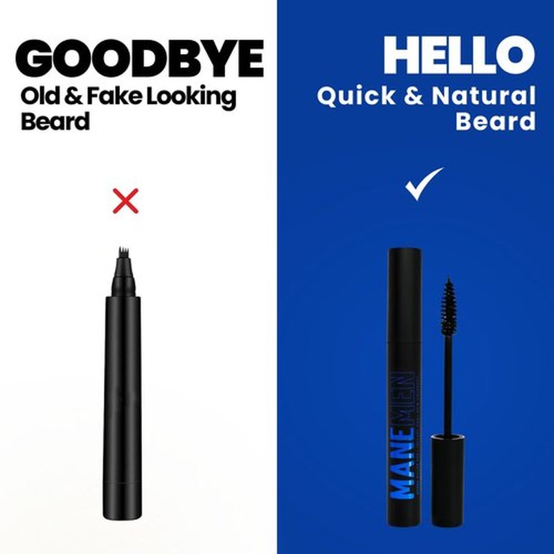 Manemen Beard Filler Pen For Men. Instant Gray Hair Coverage. Easy to Use Temporary Color for Beard, Mustache and Eyebrows. All Day Natural Finish - 2-in-1 Formula. Up to 40 Applications (BLACK)