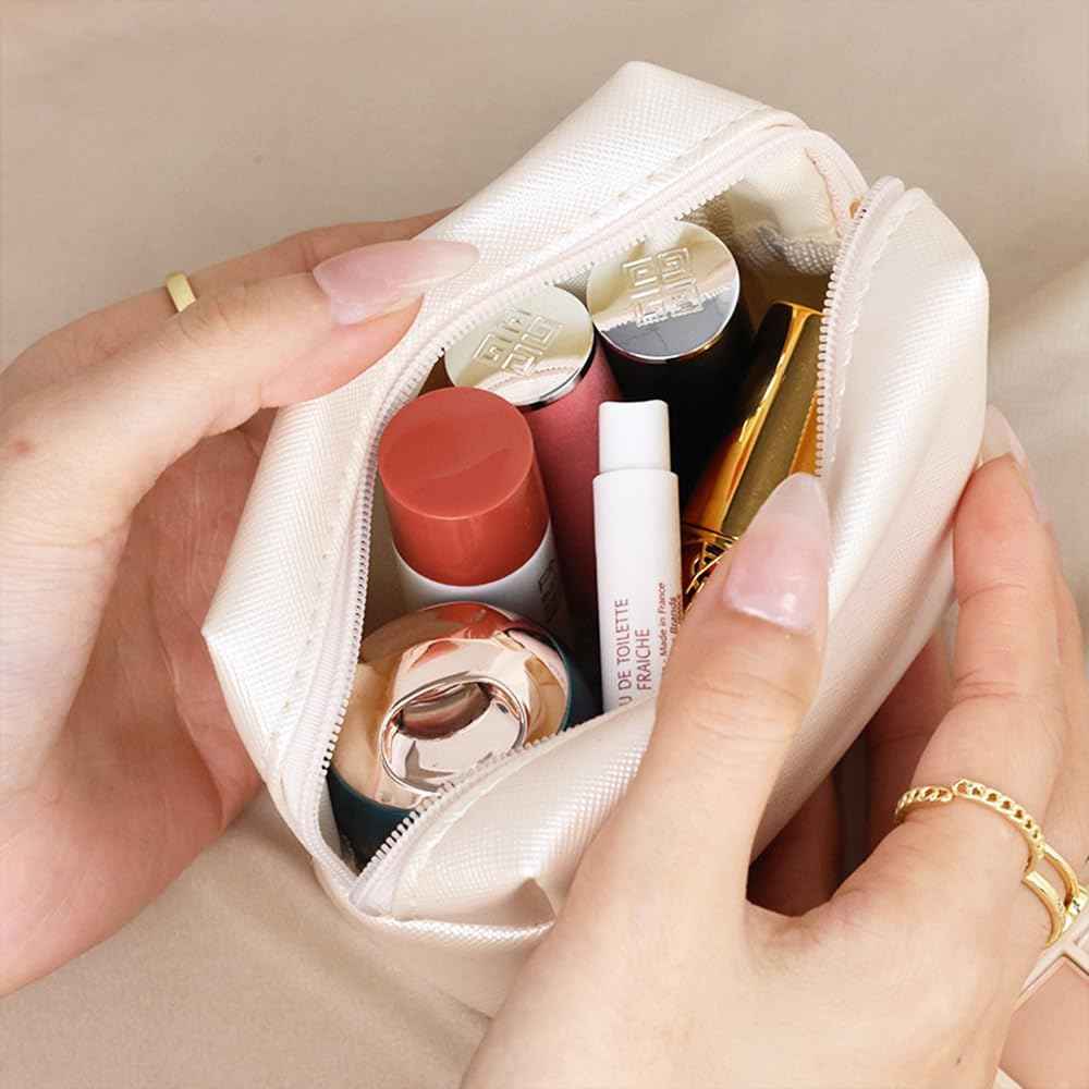 FFpaw Small Makeup Bag for Women, Mini Cosmetic Bag Capacity Travel Toiletry Bag Pouch for Purse Waterproof Small Makeup Organizer Bag Cute Makeup Brushes Storage Bag
