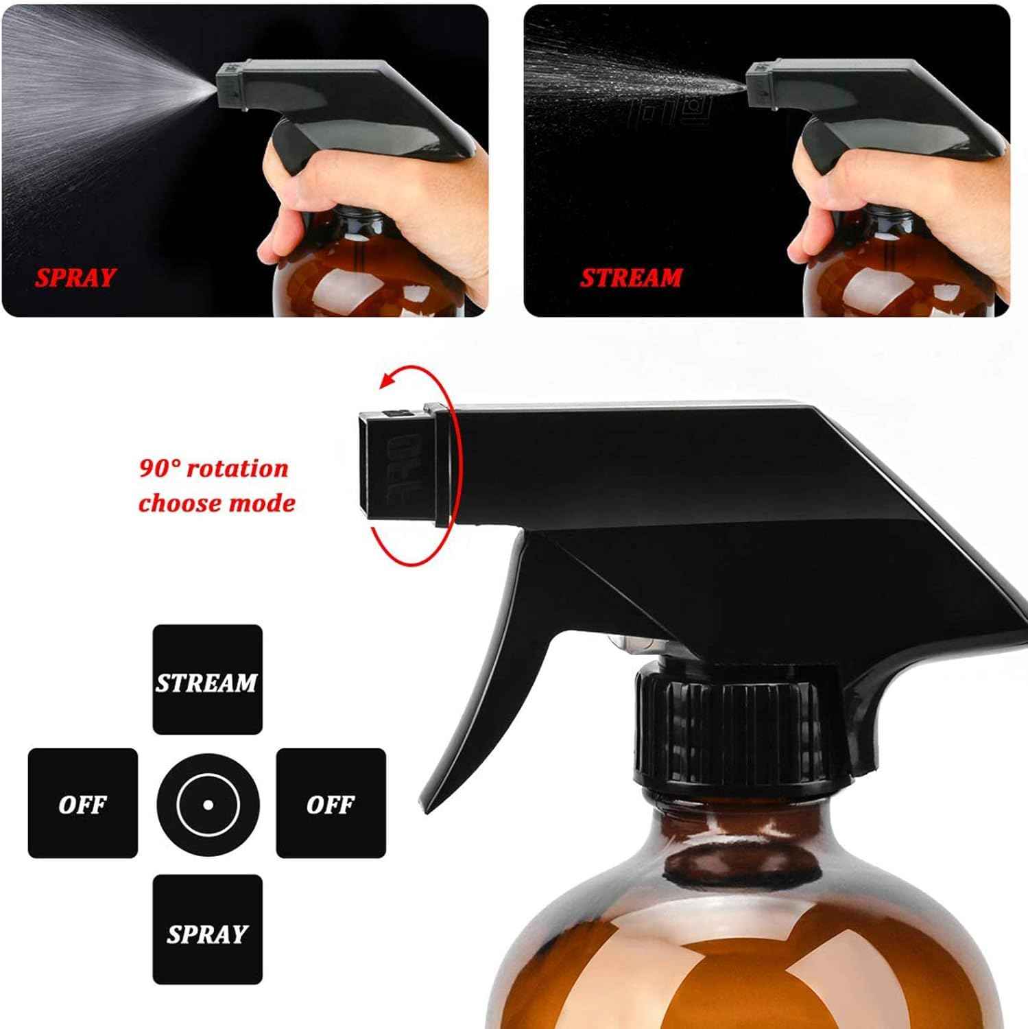 QINGYA 14 Pack amber glass bottle Set,Empty Refillable Essential Oil Bottle,Multi Size and Versatile(16oz x2,8oz x2,4oz x2,2oz x2) with Labels