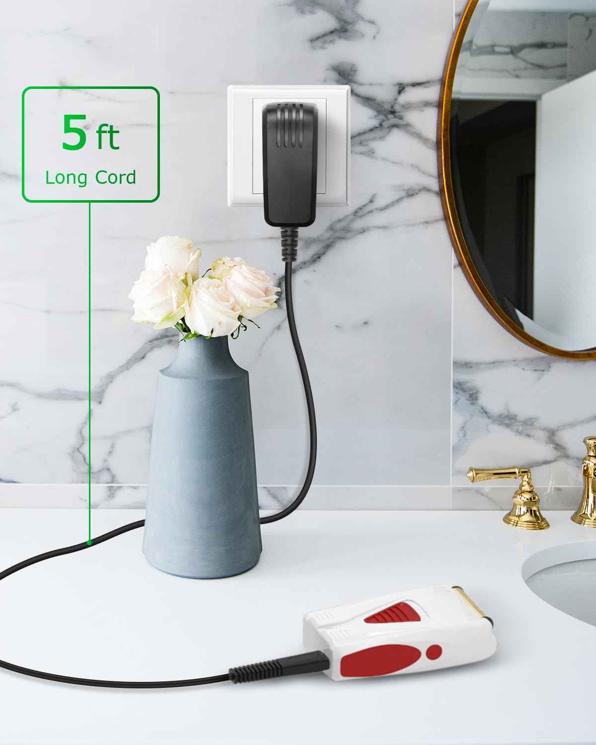 5V 1A Charger for Andis 17150 17165 Shavers Charger ProFoil Lithium TS-1 TS-2, 5V 1A Adapter for Andis ProFoil Shaver Power Cord Compatible for Electric Shaver 5FT/1.5M Black