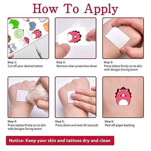 8 Sheets Cute Temporary Tattoos for Kids, Cute Birthday Party Supplies Tattoos Stickers for Party Decorations