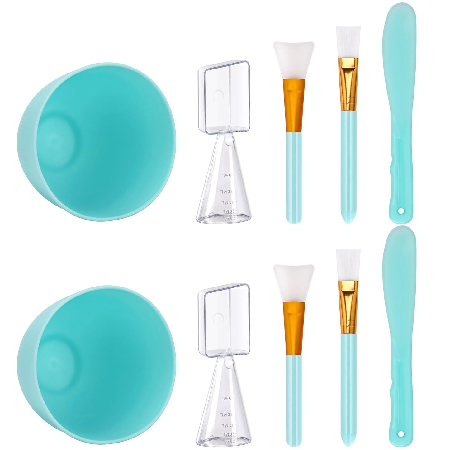 Tecbeauty Face Mask Mixing Bowl Set, 10 Pcs DIY Facemask Mixing Tool Kit with Silicone Facial Mask Bowl Brushes Stick Spatula Measuring Cup (Blue)