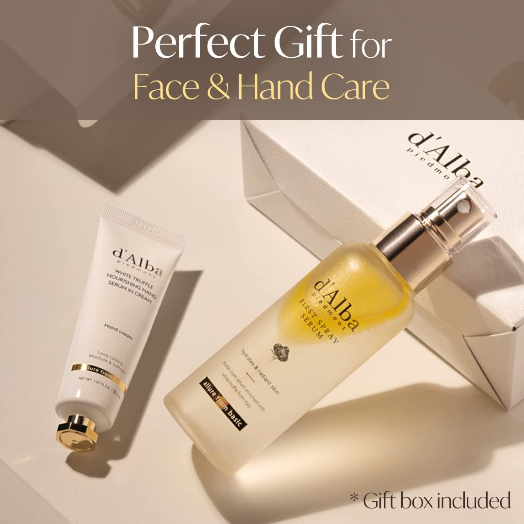 d'alba Piedmont All About Korean Skin Care, Gift Set for White Truffle First Spray Serum & Nourishing Hand Cream, Gift Sets for women