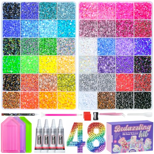 Bedazzling Kit - 70,000 Pcs 3mm Resin Flatback Rhinestones Set with Glue