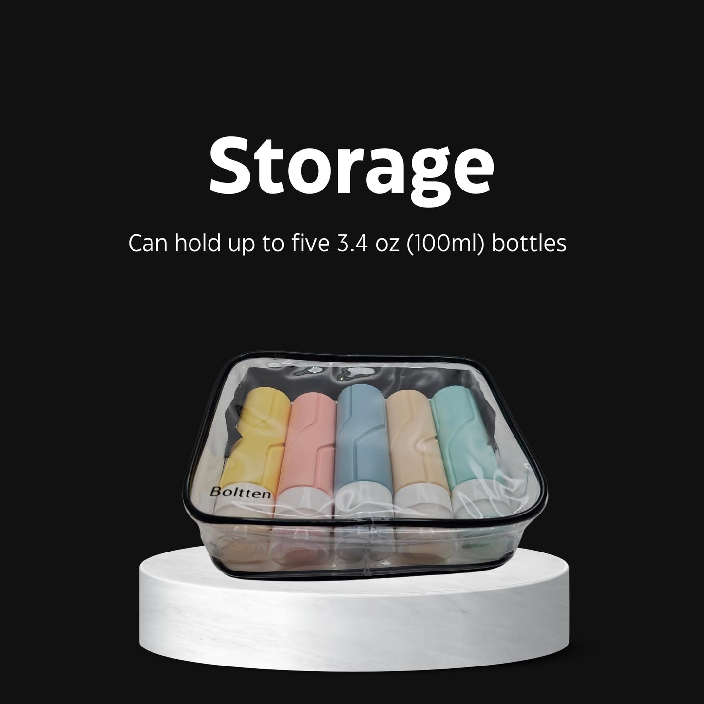 Boltten TSA Approved Clear Toiletry Bag 2-Pack, Quart Size Travel Cosmetic & Makeup Bags, Carry-On Airport Compliant