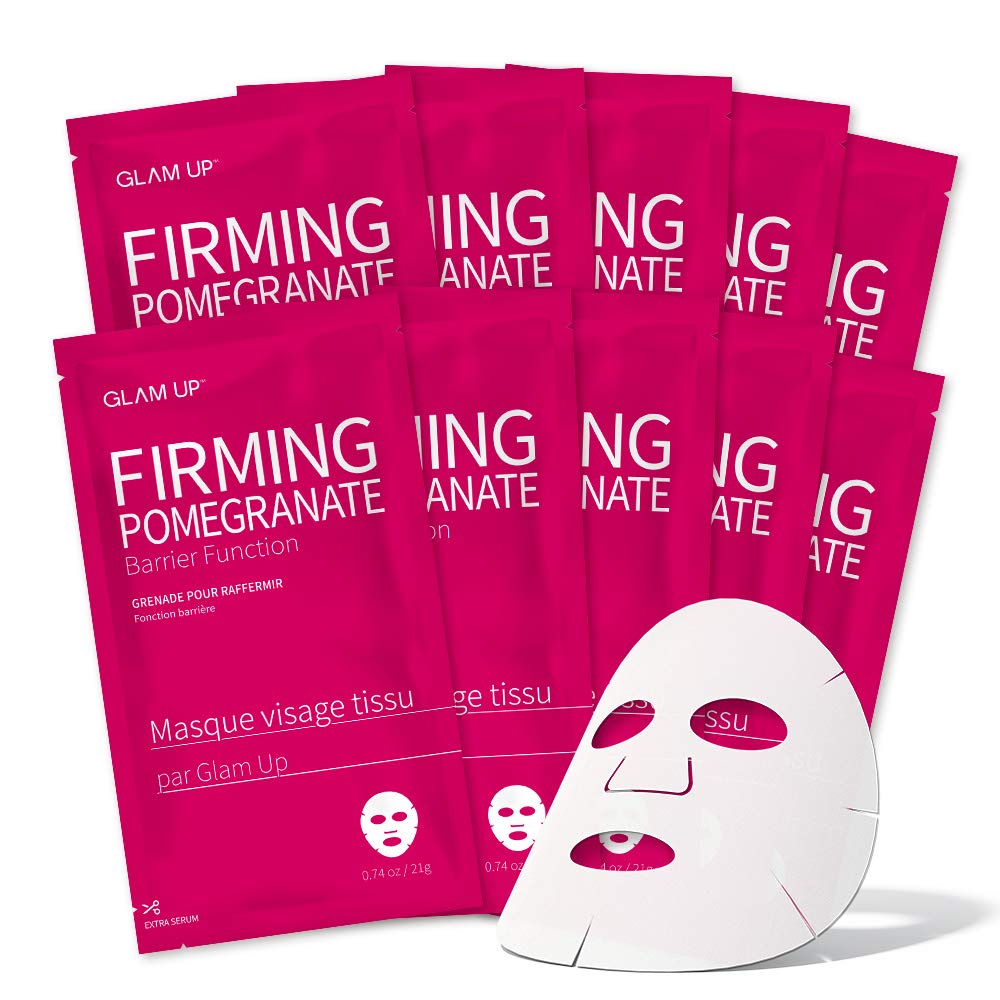 GLAM UP Sheet Mask Firming Pomegranate (10 sheets) - Strengthen Skin Barrier