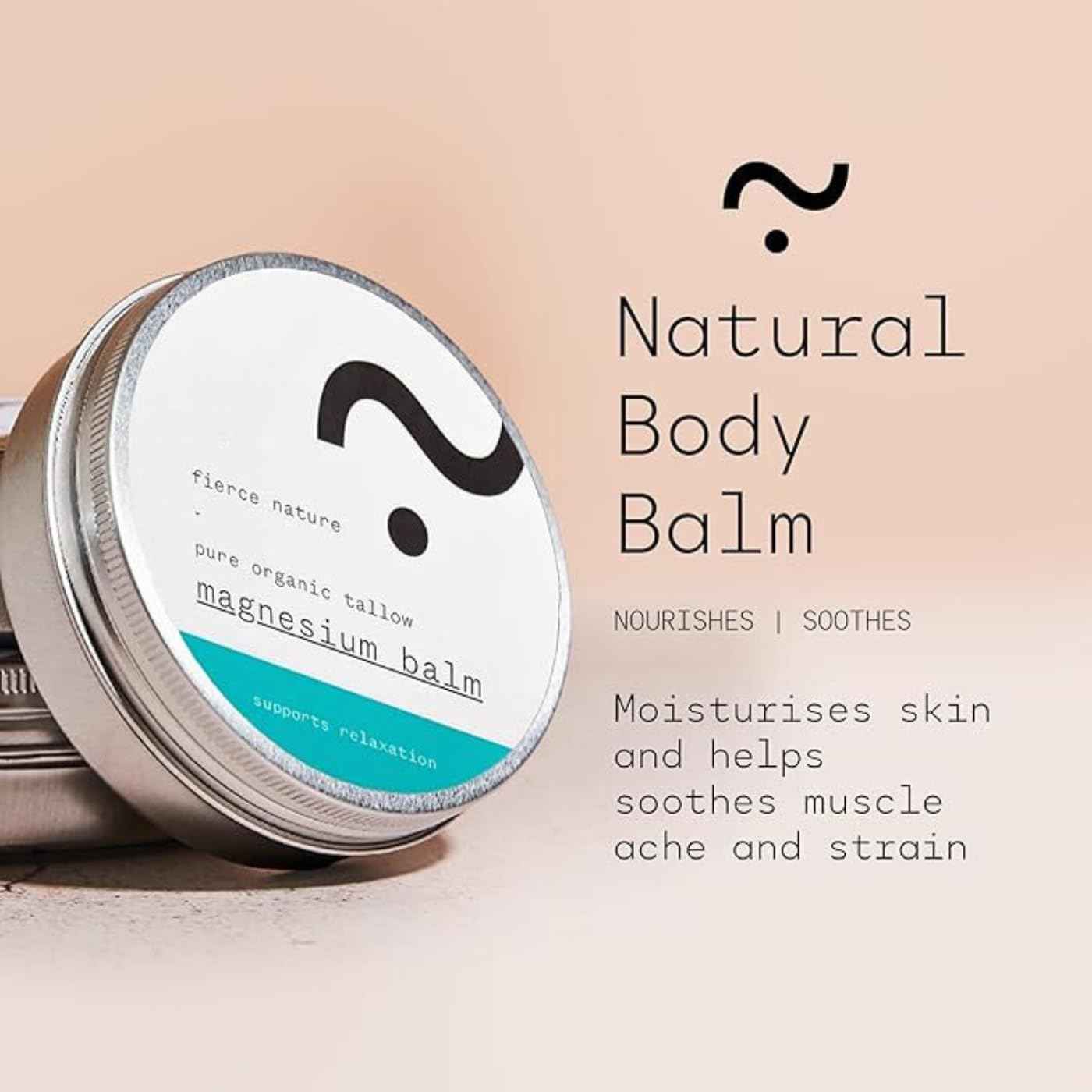 fierce nature Magnesium Tallow Balm, Natural Topical Body Balm for Muscle Aches and Strains, Alternative Cream For Sleep and Relaxation, Unscented, 100g