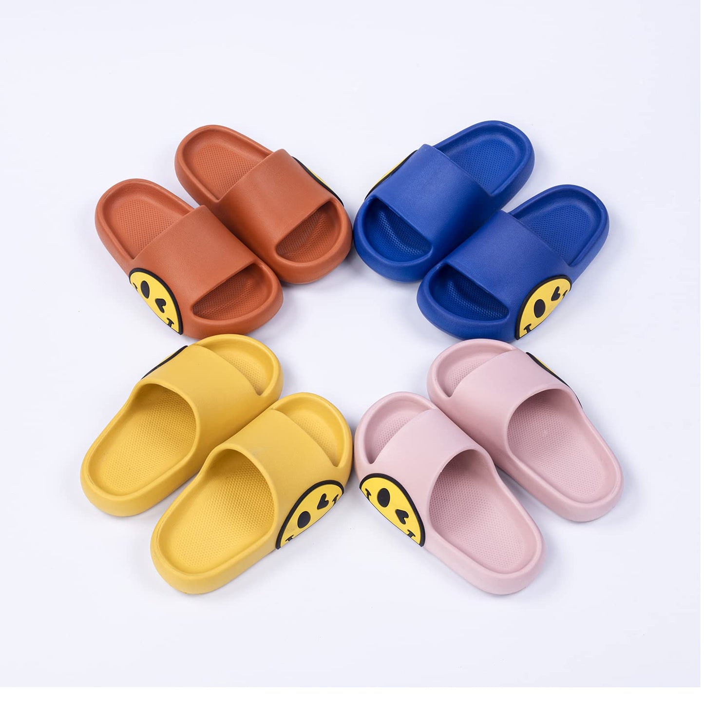 Sandals for Girls and Boys,Mens Slippers Sandals for Women,EVA Anti-Slip Indoor & Outdoor Kids Slippers Smile Face Open Toe Spa Bath Pool Gym House Casual Shower Shoes(white 31/32)