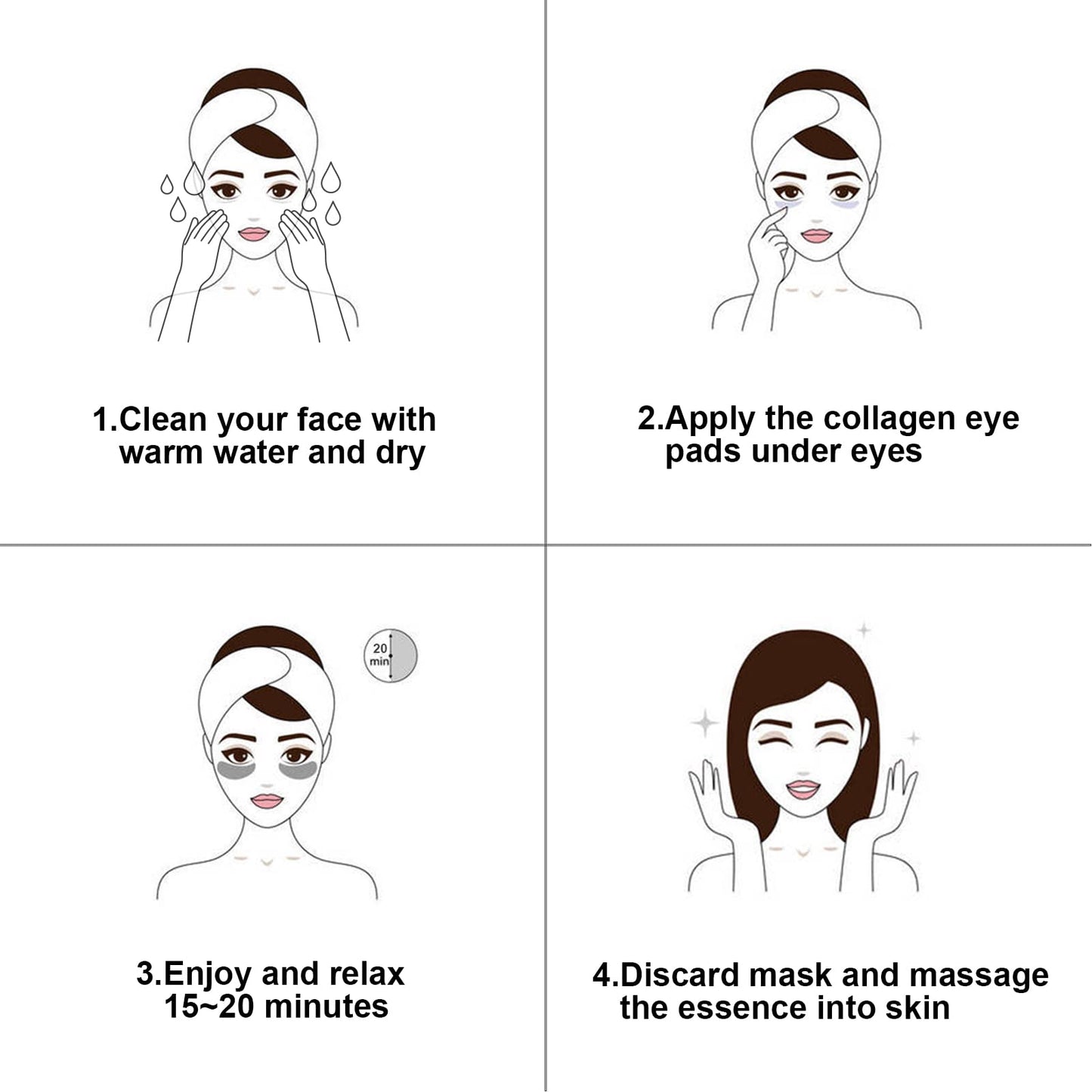 Reengull White Collagen Eye Mask, 30 Pairs Crystal Gold Under Eye Patches For Puffy Eyes and Dark Circles – Look Less Tired and Reduce Wrinkles and Fine Lines (White)