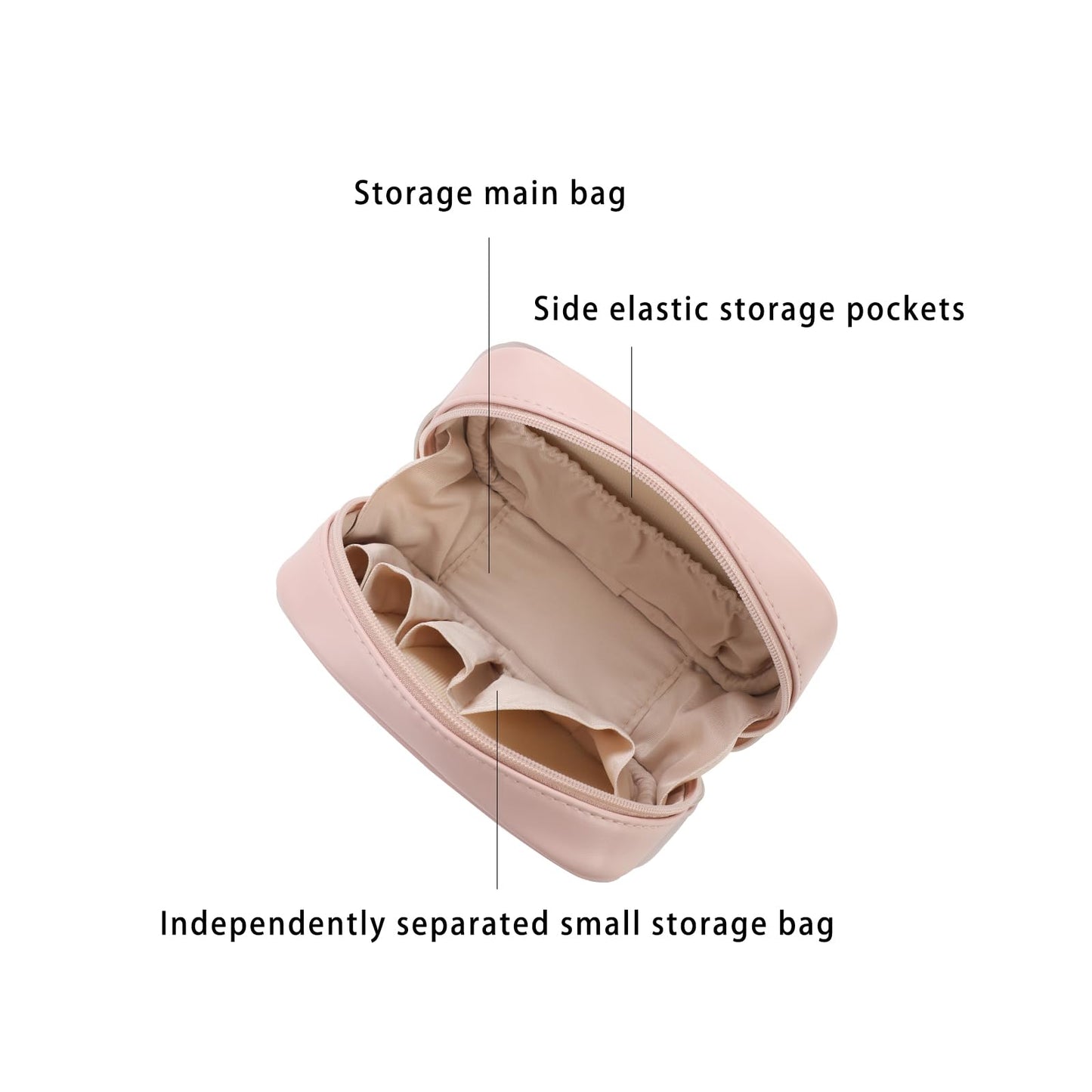 RIGHT AWAY Small Makeup Bag for Purse,Travel Cosmetic Bag Organizer for Women,Cute Make Up Pouch Waterproof Toiletry Bag with Zipper,Portable Makeup Case Skincare Bag for Travel Accessories(Pink)