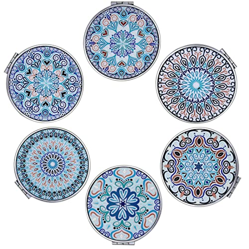 Compact Folding Makeup Mirror 7cm Dual Magnification 6-Pack