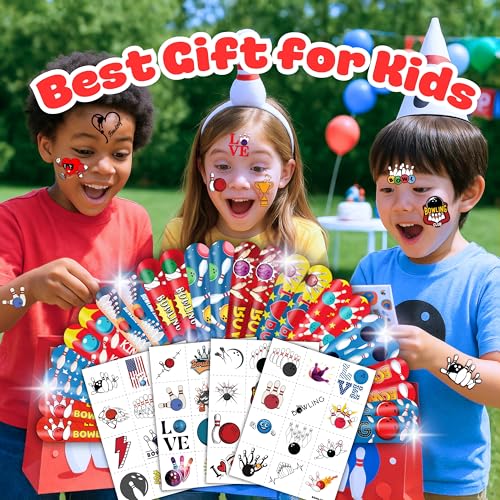 72 Pc Bowling Party Favor Set Tattoos & Slap Bracelets