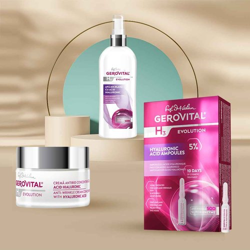 Gerovital EVOLUTION Anti-Wrinkle Face Cream Rich in Pure Hyaluronic Acid (3%) with Superoxide Dismutase SOD, GP4G, Moisturizing Face Cream, 50 ml