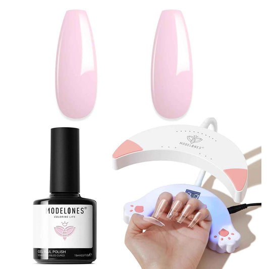 Modelones 15ML Baby Pink Gel Nail Polish with UV LED Nail Lamp