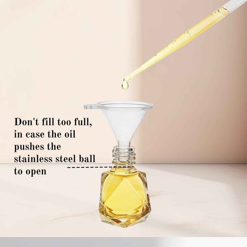 ELFULLY 36 Pack Essential Oil Roller Bottles, 8ml/0.27oz Empty Roll On Bottle, Glass Polygonal Roller Ball Applicator, Perfume Vials with Stainless Steel Roller Ball for Travel, 4 Dropper, 2 Funnel