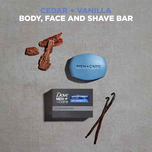 DOVE MEN + CARE Hand & Body Face + Shave Bar Midnight Classico 10 count For Hydrated, Smooth Skin 3.75 oz