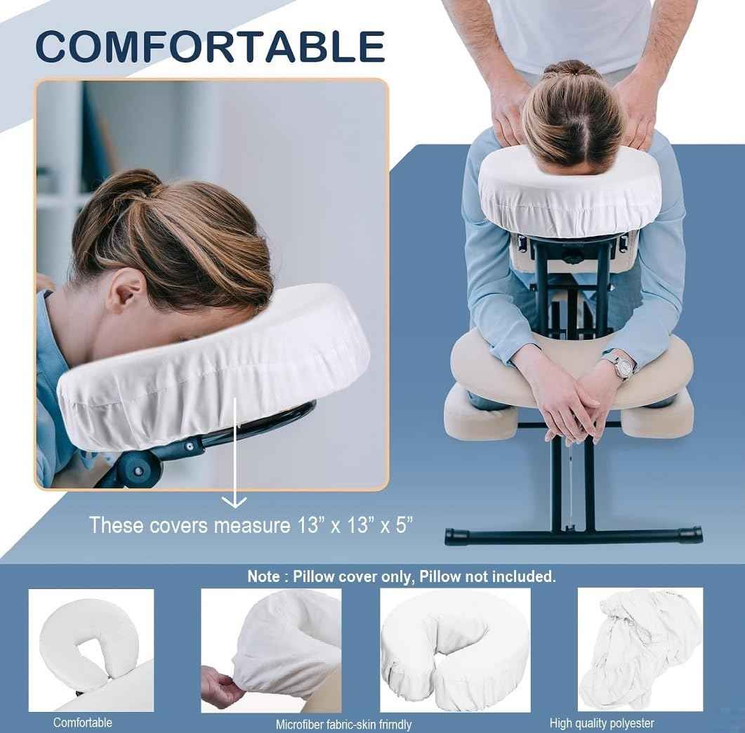 Pack of 10, Premium Microfiber Face Cradle Covers - Ultra Soft Fitted Massage Table Cradle Cover, Spa Table Headrest Protectors (White)
