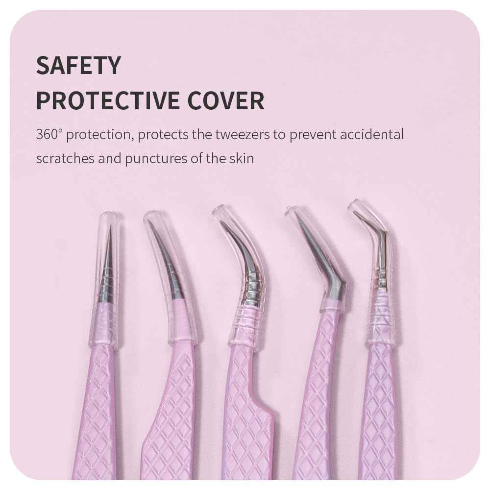 ANNAFRIS Eyelash Extension Tweezers,Fiber Tip Grip Boot Volume Lash Tweezers,Professional Pointed Lash Extension Tweezers for Easy Lash Application and Removal-F01