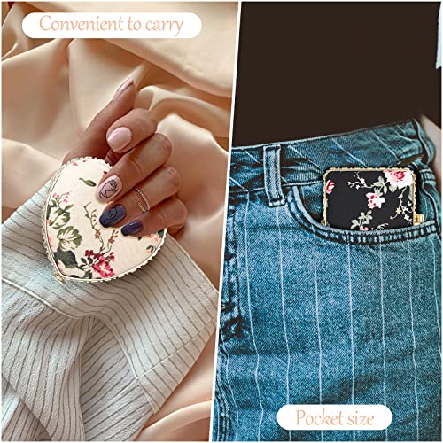 Remerry 48 Pieces Compact Mirror for Purse Small Flower Pocket Mirror Portable Floral Retro Folding Tea Party Favors Makeup Travel for Women Mother (Vivid Style)
