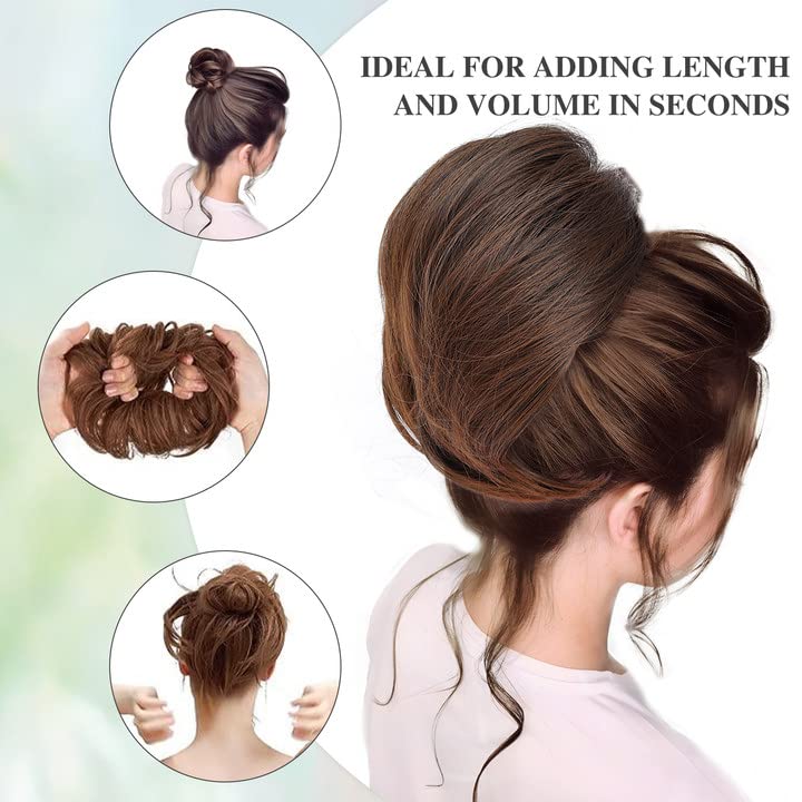 HSLHDI Messy Hair Bun Hair Piece, 1-1pcs, bug#, High Temperature Fiber, Wavy, Hair Accessory for Women Girls