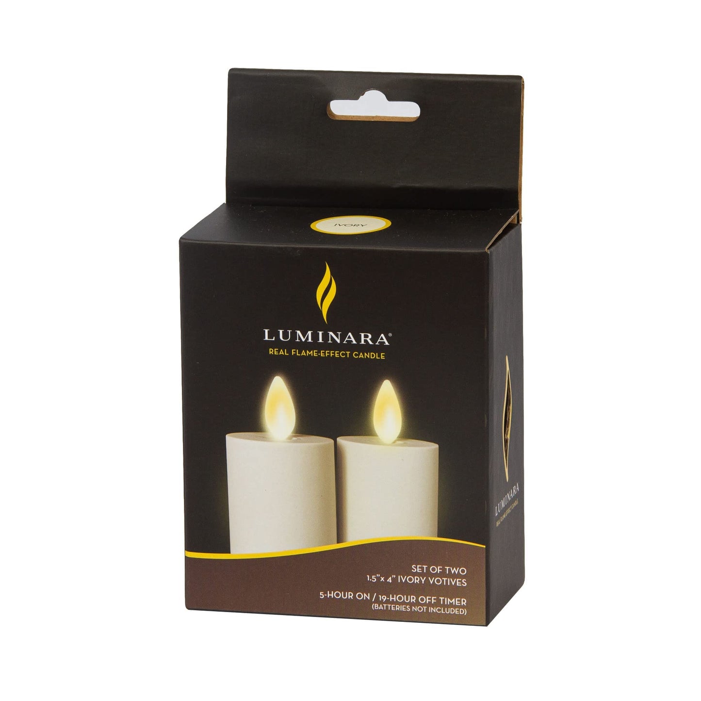 Luminara Realistic Artificial Moving Flame Votive Candle - Set of 2 - Moving Flame LED Battery Operated Lights for Christmas, Halloween - Remote Ready - Remote Sold Separately - Ivory - 1.5" x 4"