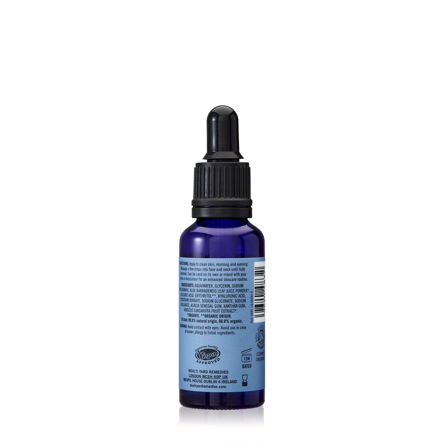 Neal's Yard Hyaluronic Acid Hydrating Booster with Hibiscus Extract, Plumps & Intensely Hydrates, Plus Helps Improve Skin Texture, Cruelty-Free, 25mL