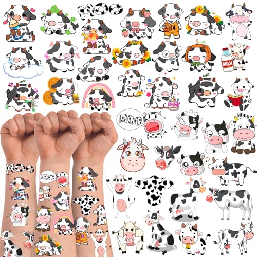 152 Piece Cow Temporary Tattoos, 16 Sheet Party Favors