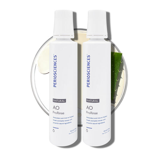 PerioSciences Natural Mouthwash Rinse Oral Care Pre Brush - Mint Anti Cavity Dry Mouth Plaque Remover for Healthier Gum Tissue & Teeth Enamel Protection - AO Dentist Recommended Clean - Pack of 2