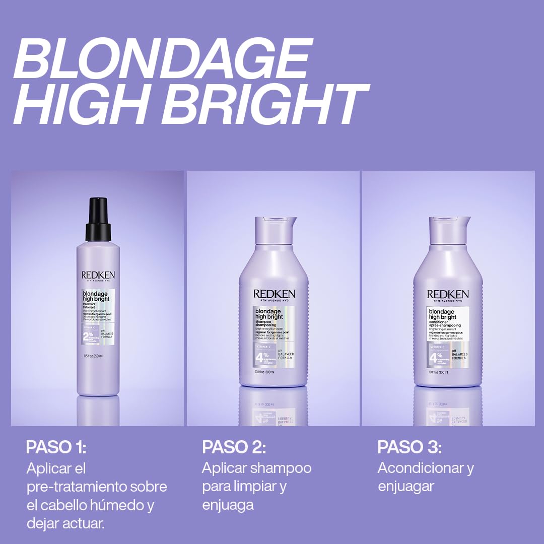 Redken Blondage High Bright Pre Treatment | Brightens and Lightens Color-Treated and Natural Blonde Hair Instantly | Infused with Vitamin C